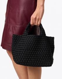 Look image thumbnail - Naghedi - St. Barths Mini Solid Black Woven Handbag