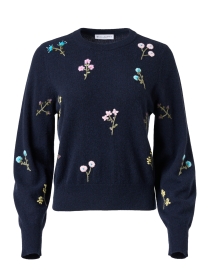 Product image thumbnail - White + Warren - Navy Embroidered Cashmere Sweater