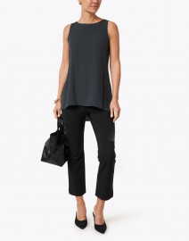 Look image thumbnail - Eileen Fisher - Graphite Silk Georgette Crepe Shell
