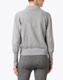 Back image thumbnail - Repeat Cashmere - Grey Cashmere Faux Wrap Sweater