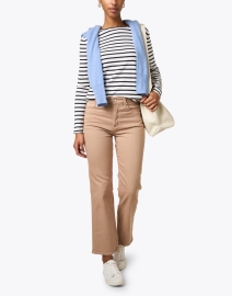 Look image thumbnail - Allude - Navy and White Stripe Cotton Cashmere Sweater