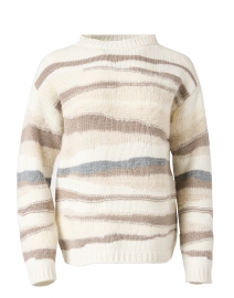 Ivory Neutral Striped Wool Sweater