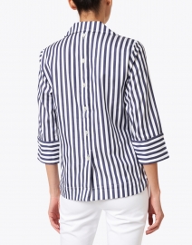Back image thumbnail - Hinson Wu - Aileen Navy and White Striped Cotton Shirt