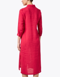 Back image thumbnail - 120% Lino - Red Linen Shirt Dress
