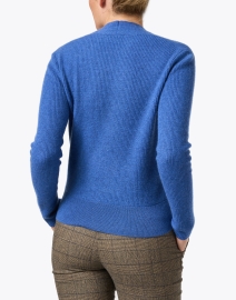 Back image thumbnail - Kinross - Blue Cashmere Faux Wrap Sweater