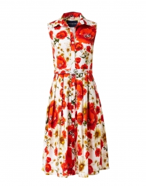 Audrey Orange Poppy Printed Stretch Cotton Dress