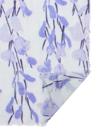Back image thumbnail - Amato - Blue Floral Print Wool Silk Scarf