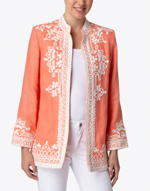 Front image thumbnail - Bella Tu - Ceci Coral Embroidered Linen Jacket