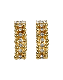 Product image thumbnail - Kenneth Jay Lane - Gold and Crystal Drop Clip Hoop Earrings