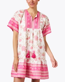 Front image thumbnail - Bella Tu - Pink Marigold Print Peasant Dress