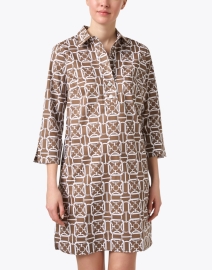 Front image thumbnail - Hinson Wu - Aileen Brown and White Print Cotton Dress