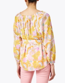 Back image thumbnail - Soler - Raquel Yellow and Pink Print Cotton Top