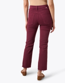 Back image thumbnail - Mother - The Tripper Burgundy Ankle Fray Jean