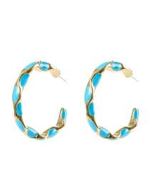 Product image thumbnail - Kenneth Jay Lane - Turquoise and Gold Hoop Earrings
