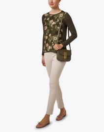 Look image thumbnail - WHY CI - Green Floral Print Panel Top