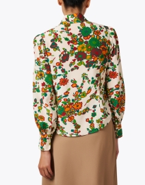 Back image thumbnail - L.K. Bennett - Sonya Cream Floral Print Silk Blouse