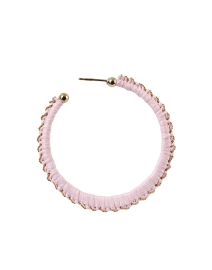 Back image thumbnail - Gas Bijoux - Belo Pink Raffia Hoop Earrings