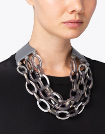 Mirella Grey Metallic Resin Chain Link Necklace