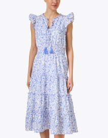 Front image thumbnail - Sail to Sable - Blue and White Print Crepe Dress