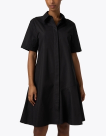 Front image thumbnail - Lafayette 148 New York - Black Cotton Shirt Dress
