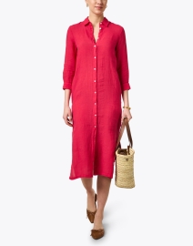 Look image thumbnail - 120% Lino - Red Linen Shirt Dress