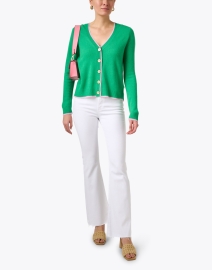 Look image thumbnail - Jumper 1234 - Green and Pink Cashmere Cardigan