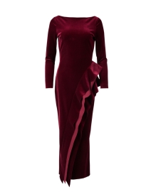 Modesta Burgundy Velvet Ruffle Dress