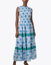 Front image thumbnail - Oliphant - Poppy Blue and White Floral Cotton Dress