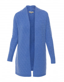 Product image thumbnail - Cortland Park - Sophie French Blue Cable Knit Cashmere Cardigan