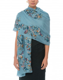 Embroidered Floral Wool and Silk Shawl