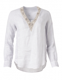 Silver Linen Embellished Shirt