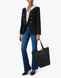 Look image thumbnail - Veronica Beard - Miller Black Dickey Jacket with Gold Buttons