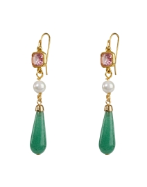 Green and Pink Pearl Drop Earrings 