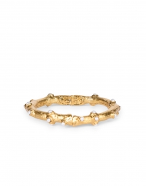 Gold and Pearl Coral Shape Hinge Bracelet