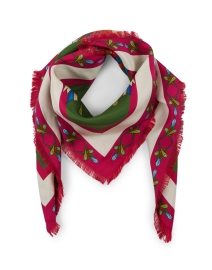 Pink and Green Floral Print Silk Reversible Scarf