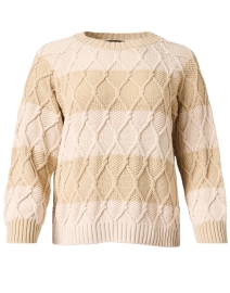 Product image thumbnail - Weekend Max Mara - Panino Beige Stripe Cotton Blend Sweater