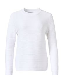 White Cotton Garter Stitch Stripe Sweater