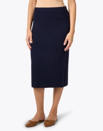 Front image thumbnail - Vince - Navy Wool Blend Knit Skirt