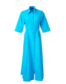 Blue Cotton Poplin Shirt Dress