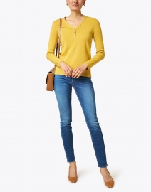 Look image thumbnail - Repeat Cashmere - Yellow Cotton Henley Sweater