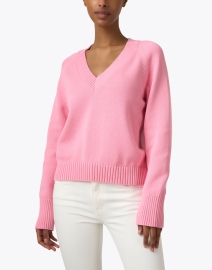 Front image thumbnail - White + Warren - Pink Cotton Sweater
