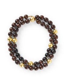 Product image thumbnail - Kenneth Jay Lane - Wood and Gold Beaded Necklace