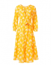 Andrea Yellow and White Floral Print Cotton Dress