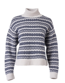 Grey and Navy Intarsia Wool Cashmere Sweater