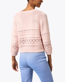 Back image thumbnail - White + Warren - Pink Cotton Pointelle Sweater