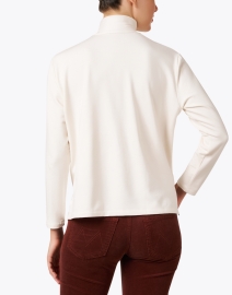 Back image thumbnail - Majestic Filatures - Cream French Terry Mock Neck Top