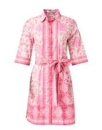 Pink Print Cotton Shirt Dress