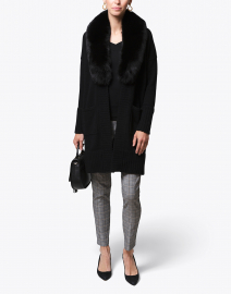 Black Fur Collar Wool Cashmere Coat