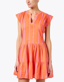 Front image thumbnail - Oliphant - Orange and Lilac Stripe Dress