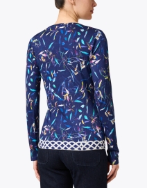 Back image thumbnail - Pashma - Navy Multi Print Cashmere Silk Sweater